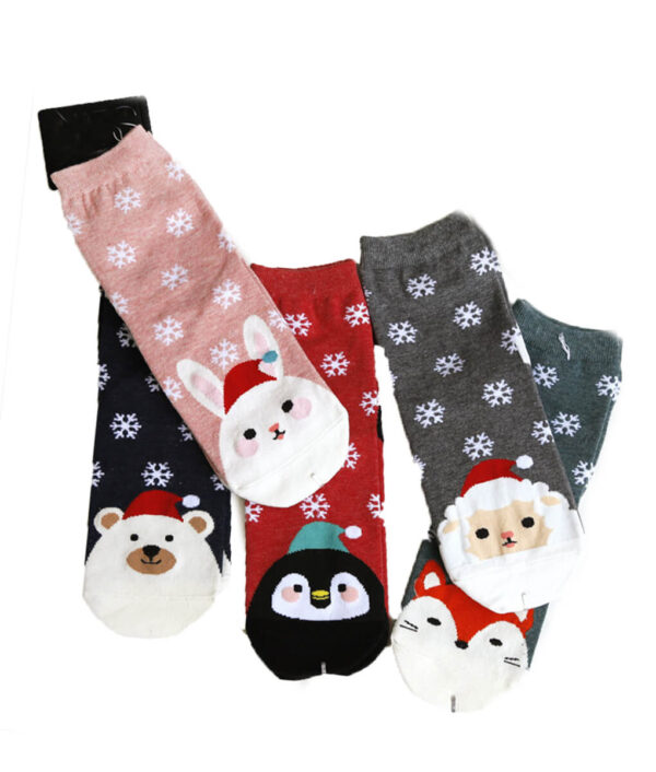 Pasko Mubo nga Medyas Babaye Mga Batang Babaye Autumn Winter Cartoon Santa Claus Pag-imprenta Casual Socks Cute Unisex Soft 6