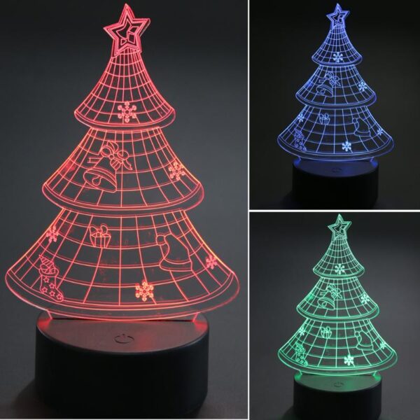 Arbre de noël LED 3D veilleuses lumière ambiante créative lampe de bureau éclairage domestique ampoule changement de couleur 3