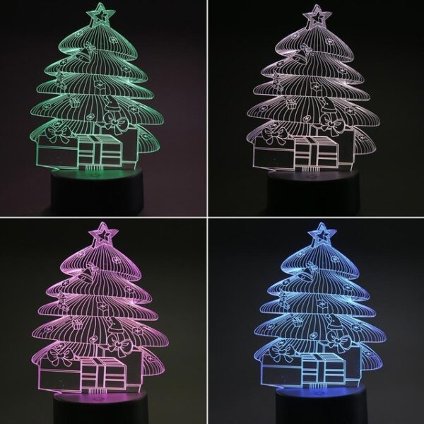 Arbre de Noël LED Veilleuses 3D Lumière ambiante créative Lampe de bureau Éclairage domestique Bulbing Changement de couleur 5.jpg 640x640 5