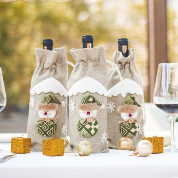 Christmas Wine Bottle Cover Red Wine Gift Bags set Champagne Xmas Home Dinner party Table Decoration 2