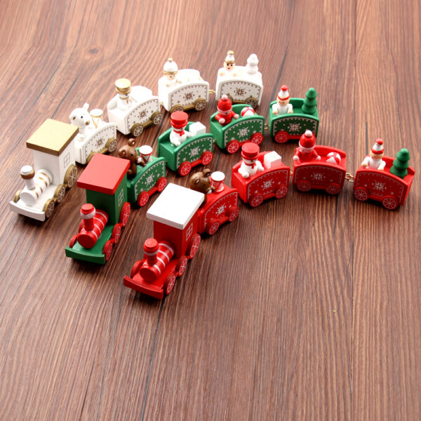Christmas Wood Train Snowflake Painted Christmas Dekorasyon Ornament para sa Home Garden Santa bear Christmas Toys Gift 1