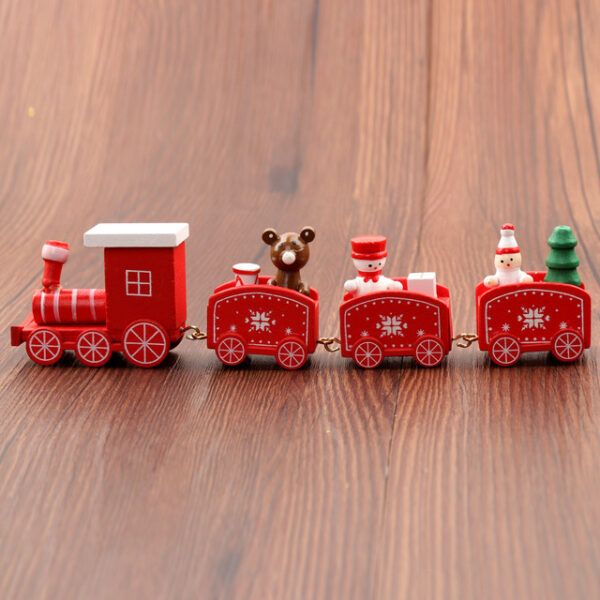 Christmas Wood Train Snowflake Painted Xmas Dekorasyon Ornament para sa Home Garden Santa bear Xmas Toys