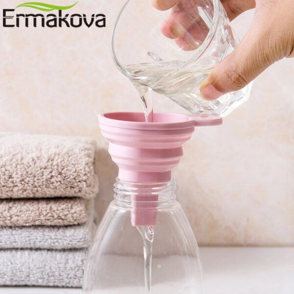 ERMAKOVA Collapsible Funnel Silicone Foldable Funnel for Water Bottle Hopper Foldable Kitchen Funnel for Liquid Powder 1