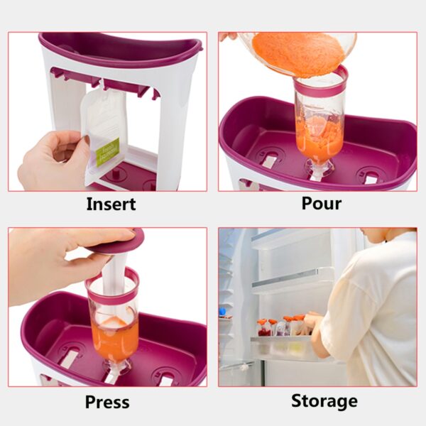 Food grade PP Infant Baby Feeding Food Squeeze Station Toddler Fruit Maker Dispenser Homemade 3 Food 1