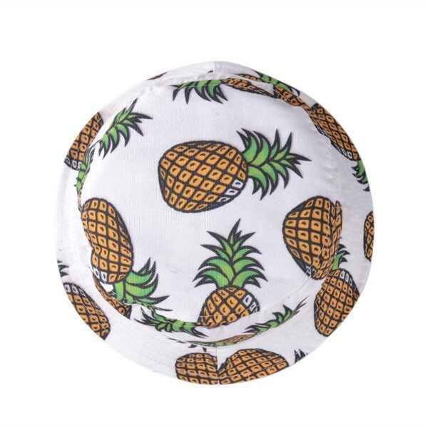 Free Shipping 2017 New Fashion Lovely Summer White Pineapple Printed Bucket Hats Outdoor Pineapple Fishing Sun 3
