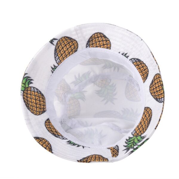 Free Shipping 2017 New Fashion Lovely Summer White Pineapple Printed Bucket Hats Outdoor Pineapple Fishing Sun 4