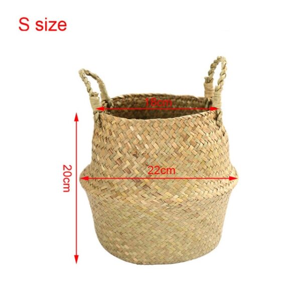 Handmade Rattan Storage Basket Seagrass Laundry Basket Wicker Picnic Basket for Plant Flower Fruit Storage