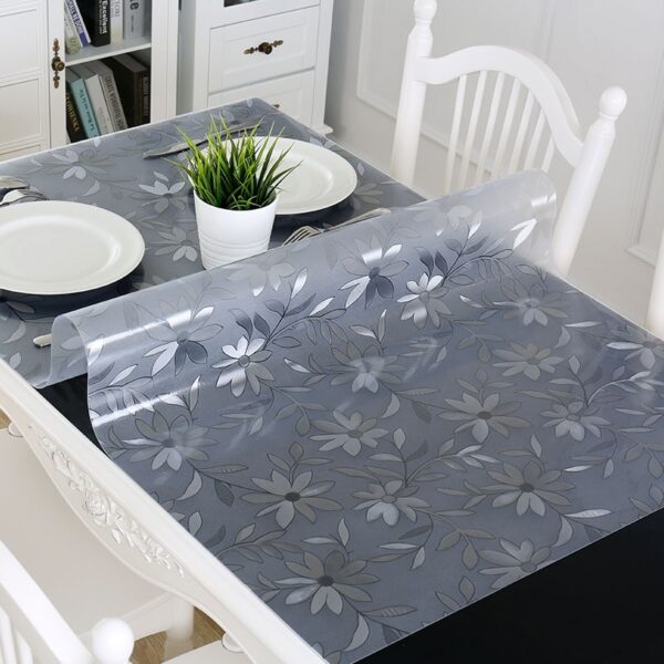 IHAD PVC waterproof tablecloth transparent ákwà okpokoro nwere ụkpụrụ kichin okpokoro mkpuchi mmanụ akwa akwa iko dị nro 5