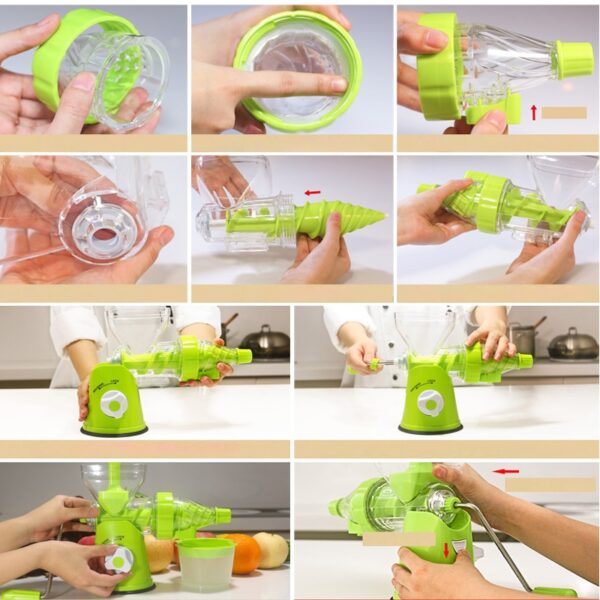 LUCOG Multifuctional Kitchen Manual Hand Crank Single Auger Juicer with Suction Base Hand Juicer for Wheatgrass 5