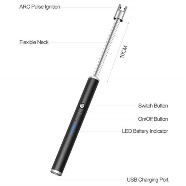 Duži fleksibilni upaljač za plazma luk LED zaslon baterije USB električni upaljač Kuhinjski upaljač za roštilj 7
