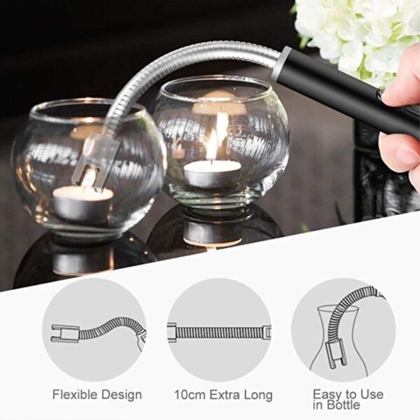 Longer Flexible Plasma Arc Lighter LED Battery Display USB Electric Lighter Kitchen Candle Lighter For BBQ 9