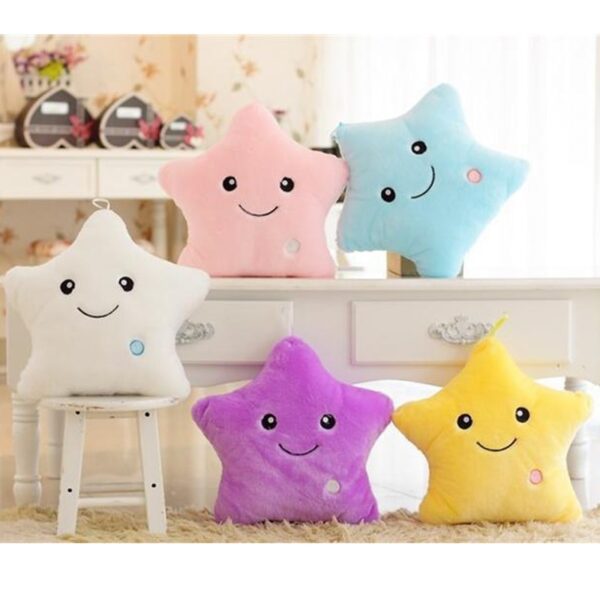 Cushion Luminous Pillow Star Cushion Pillow Glowing Colorful Plush Doll Faoi stiúir Bréagáin Bronntanais Do Chailíní 1