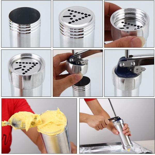 MAYO 4F 4 Baking Tools Manwal Biscuit Cookie Press Stamps Set Cake Decorating Tools Maker nga adunay XNUMX XNUMX