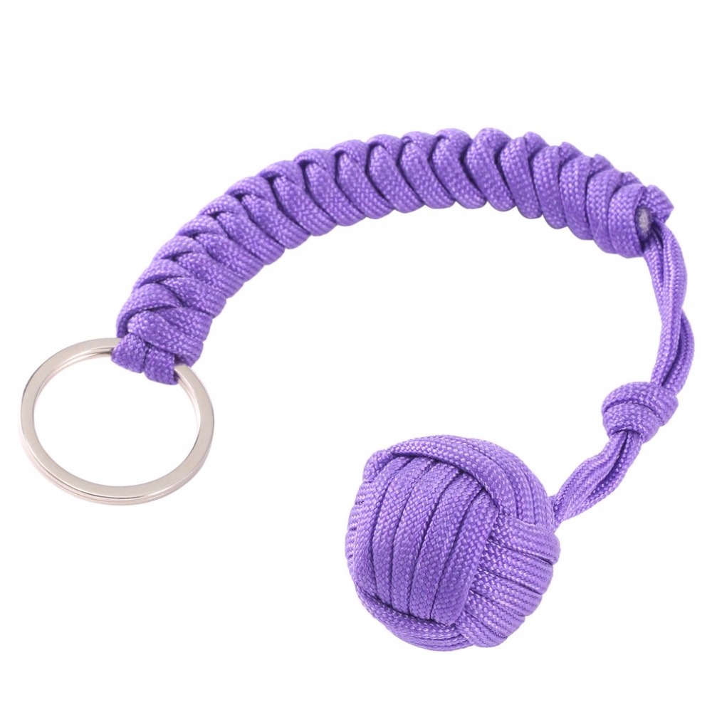 Monkey Fist Round Umbrella Rope Key Ring Pendant 7 Core Self-defense Ball Key x 
