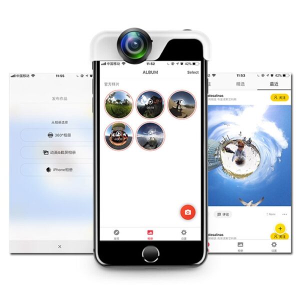 Originální 360 ° panoramatický objektiv fotoaparátu 2PCS telefonní objektiv pro iPhone 7 X 6 6s Plus 8 2