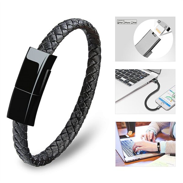 Outdoor Portable Leather Mini Micro USB Bracelet Charger Data Charging Cable Sync Cord For iPhone6 6s 1
