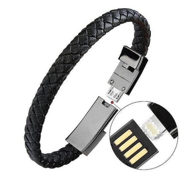 Outdoor Portable Leather Mini Micro USB Bracelet Charger Data Charging Cable Sync Cord Para sa iPhone6 ​​6s