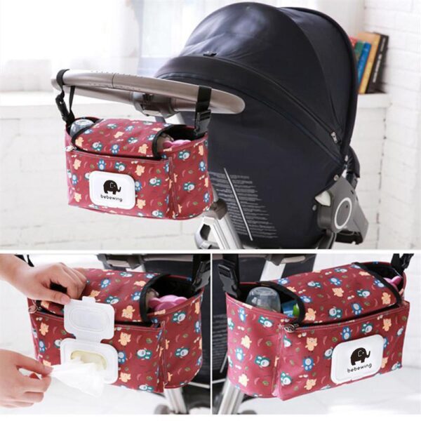 Print Strollers Baby Trolley Bag nga adunay Detachable Handbag Multifunctional Baby Stroller Organizer Pram Buggy Cart Nagbitay 5