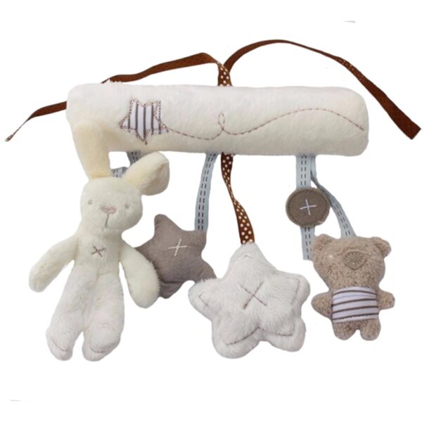 Coello para bebé, cama colgante, asento de seguridad, peluche, campana de mano, juguete de peluche multifuncional, cochecito, regalos móviles 3