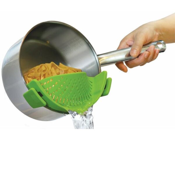 Gearrthóg Uilíoch Silicone Realand ar Strainer Pan Pot le haghaidh Frith-dhoirteadh Torthaí Pasta Noodle Rice 2