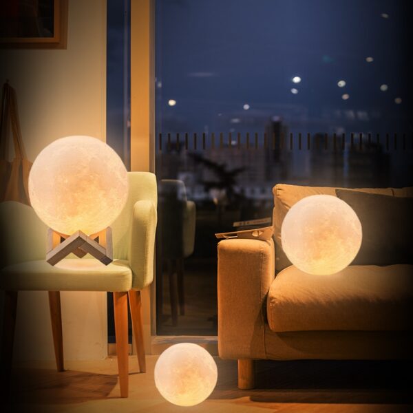 Punjiva noćna svjetiljka 3D ispis Mjesečeva svjetiljka 16 2 Promjena boje Prekidač na dodir Daljinska polica za spavaće sobe