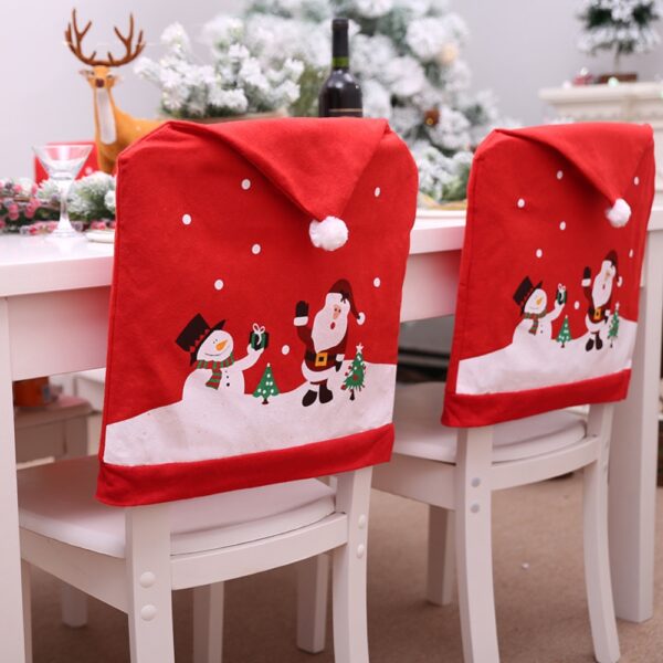 Santa Claus Mrs Claus Cap Chair Covers Christmas Dinner Table Dekorasyon para sa Home Chair Back Cover 1