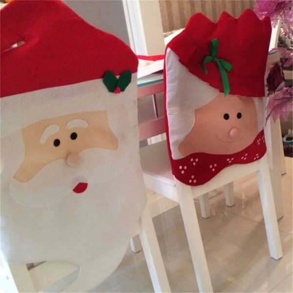 Santa Claus Mrs Claus Cap Chair Covers Christmas Dinner Table Decoration for Home Chair Back Cover 2