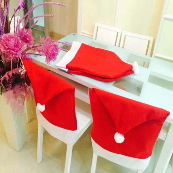 Santa Claus Mrs Claus Cap Chair Covers Christmas Dinner Table Decoration for Home Chair Back Cover 3