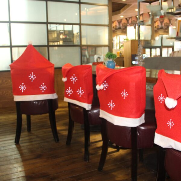 Santa Claus Mrs Claus Cap Chair Covers Christmas Dinner Table Dekorasyon para sa Home Chair Back Cover 4