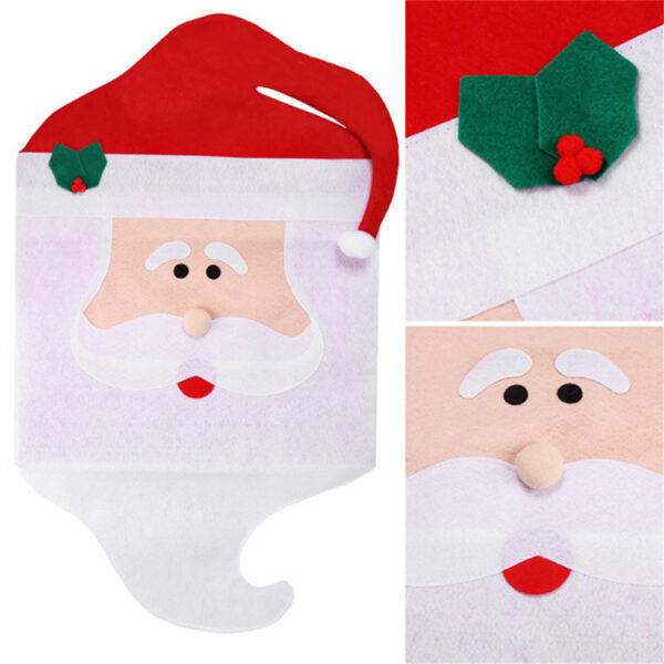 Santa Claus Mrs Claus Cap Chair Covers Christmas Dinner Table Decoration for Home Chair Back Cover 5