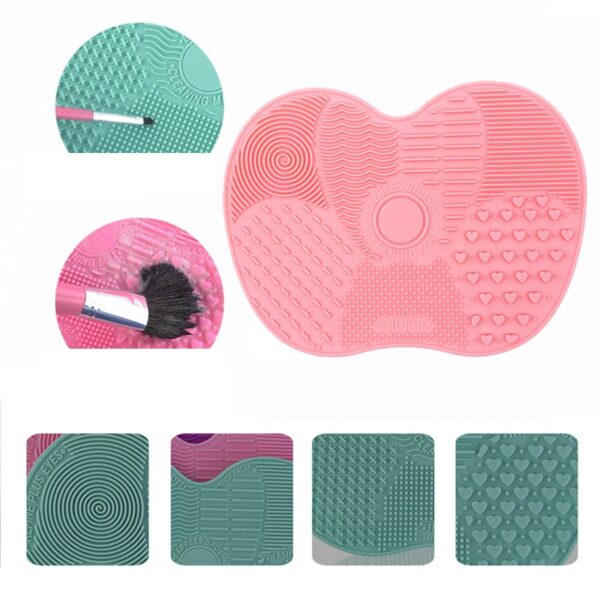 Silicone Brush Cleaner Mat Washing Tools for Cosmetic Make up Eyebrow Brushes Cleaning Pad Scrubber Apple 5