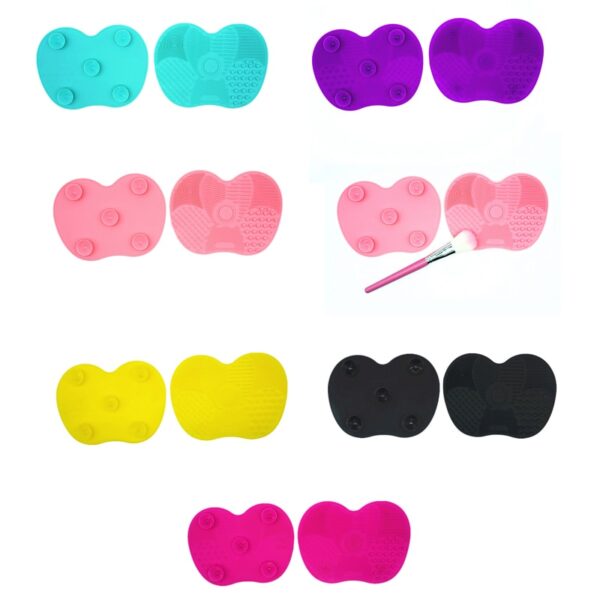 Silicone Brush Cleaner Mat Washing Tools for Cosmetic Make up Eyebrow Brushes Cleaning Pad Scrubber Apple 6