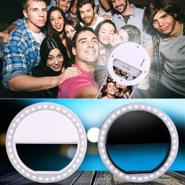 Gerdûnî Selfie LED Ring Ronahiya Flash Mobaylê Portable 36 LEDS Lampa Selfie Ronahî Ring Clip 2