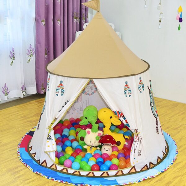 Cour enfant tente maison Portable princesse château 123 116 cm présent accrocher drapeau enfants tipi tente jouer 1