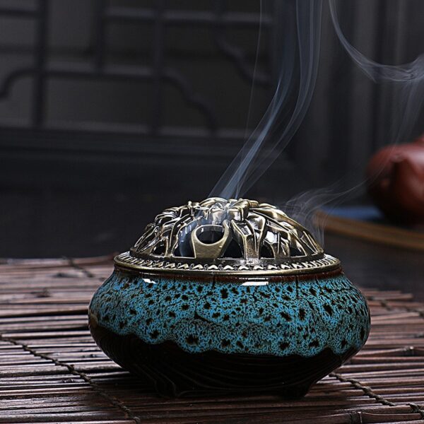 celadon ceramic Buddha incense base copper alloy antique incense burner incense sandalwood incense small 1