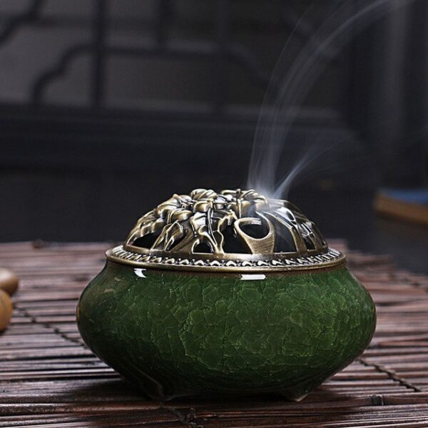 celadon ceramic Buddha incense base copper alloy antique incense burner incense sandalwood incense small 10.jpg 640x640 10