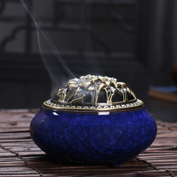 celadon ceramic Buddha incense base copper alloy antique incense burner incense sandalwood incense small 2