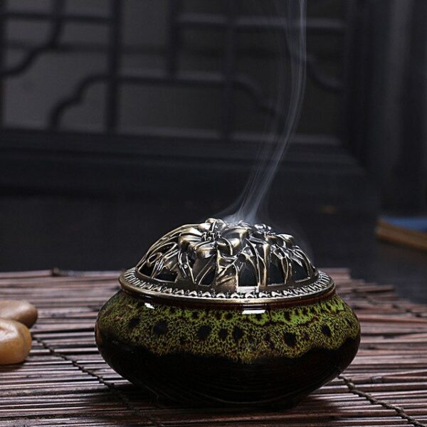celadon ceramic Buddha incense base copper alloy antique incense burner incense sandalwood incense small 3.jpg 640x640 3