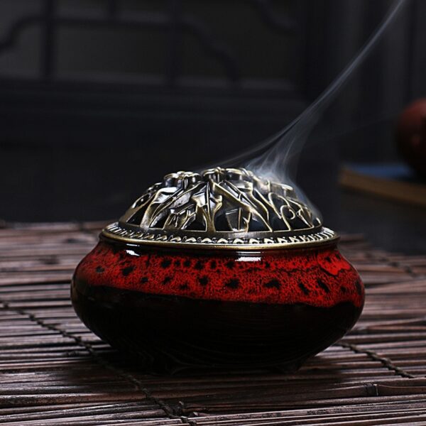 celadon ceramic Buddha incense base copper alloy antique incense burner incense sandalwood incense small 4