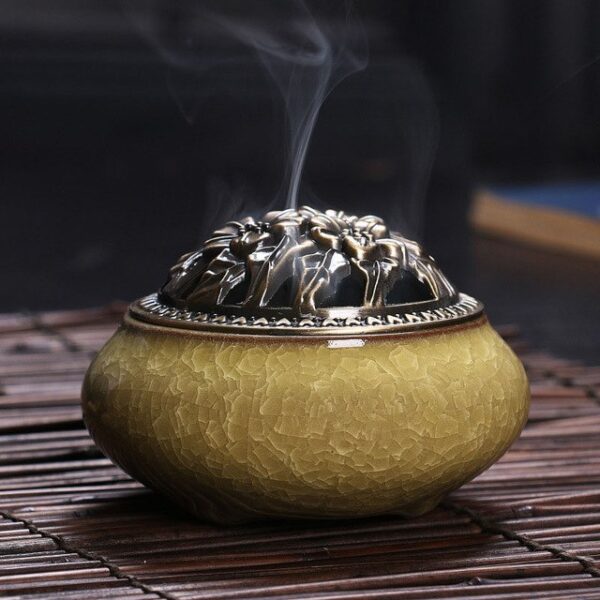 celadon ceramic Buddha incense base copper alloy antique incense burner incense sandalwood incense small 8.jpg 640x640 8