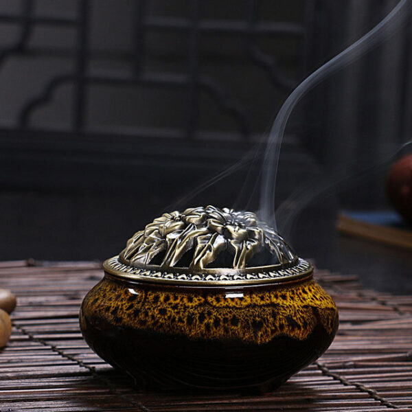 celadon ceramic Buddha incense base copper alloy antique incense burner incense sandalwood incense