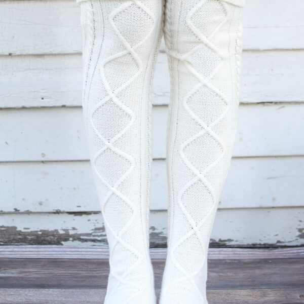 cream cable knit boot socks 2