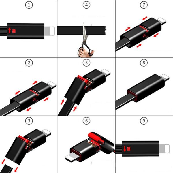 1 5A 5V สาย USB สำหรับ iphone Lightning สายตัดอย่างรวดเร็วซ่อมแซมสายชาร์จสำหรับ 3