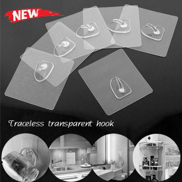 1 6 10PCS Anti skid Hooks Strong Transparent Suction Cup Sucker Wall Hooks Traceless Self Adhesive 1