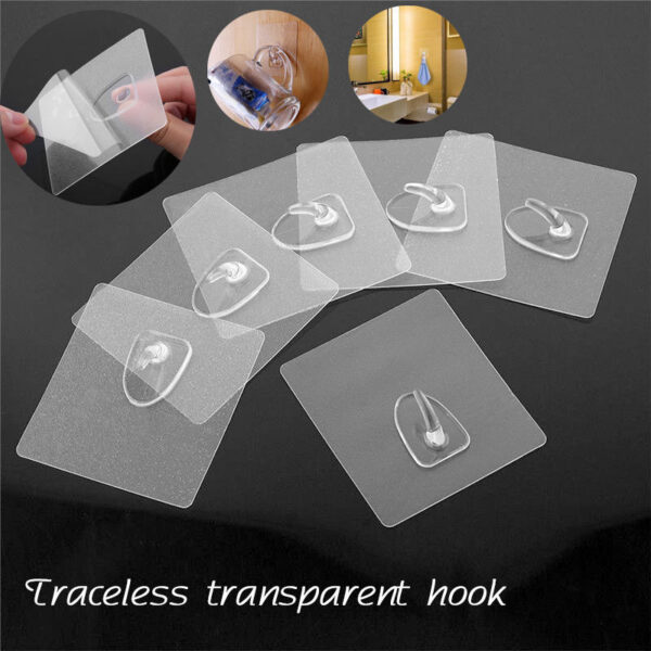 1 6 10PCS Anti skid Hooks Strong Transparent Suction Cup Sucker Wall Hooks Traceless Self Adhesive