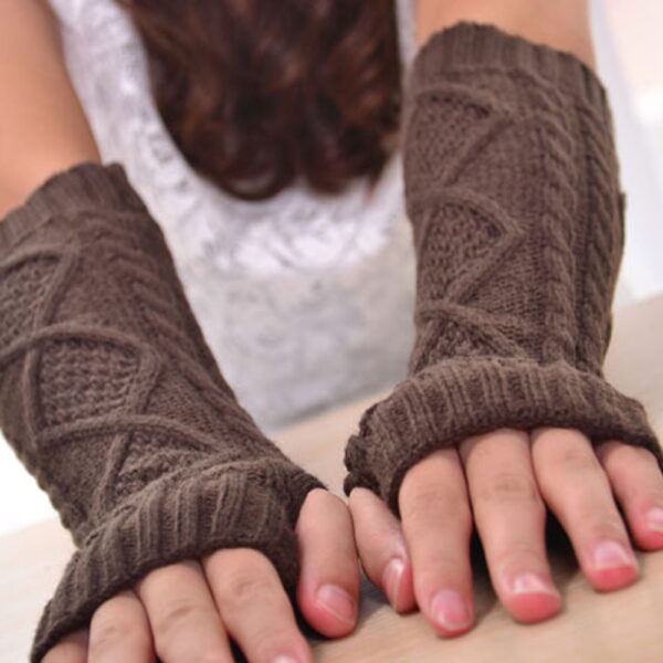 1 Pair Fashion Autumn Winter Spring Warm Women Ladies Girl Solid Gloves Arm Warmer Long Fingerless 7