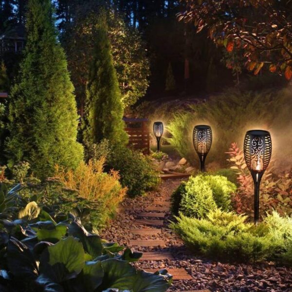 1 Pcs OR 2 Pcs 96 LED Waterproof Flickering Flame Solar Torch Light Garden Lamp Outdoor 9