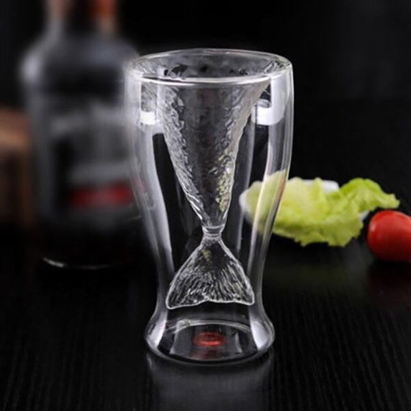 100ml Creative Crystal Mermaid Tail Cup Transparent Glass Fish Tail Practical Creative Wine Cup Heat resisting 1