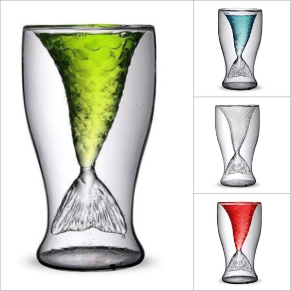 100ml Creative Crystal Mermaid Tail Cup Transparent Glass Fish Tail Practical Creative Wine Cup Heat resisting