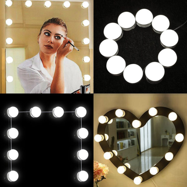 10Pcs Makeup Mirror Vanity LED Light Bulbs lamp Kit 3 Levels Brightness Adjustable Lighted Make up 1